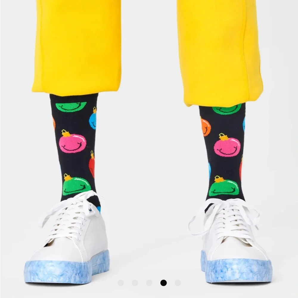NWOT Happy Socks Jingle Smiling Socks in Size 4-7